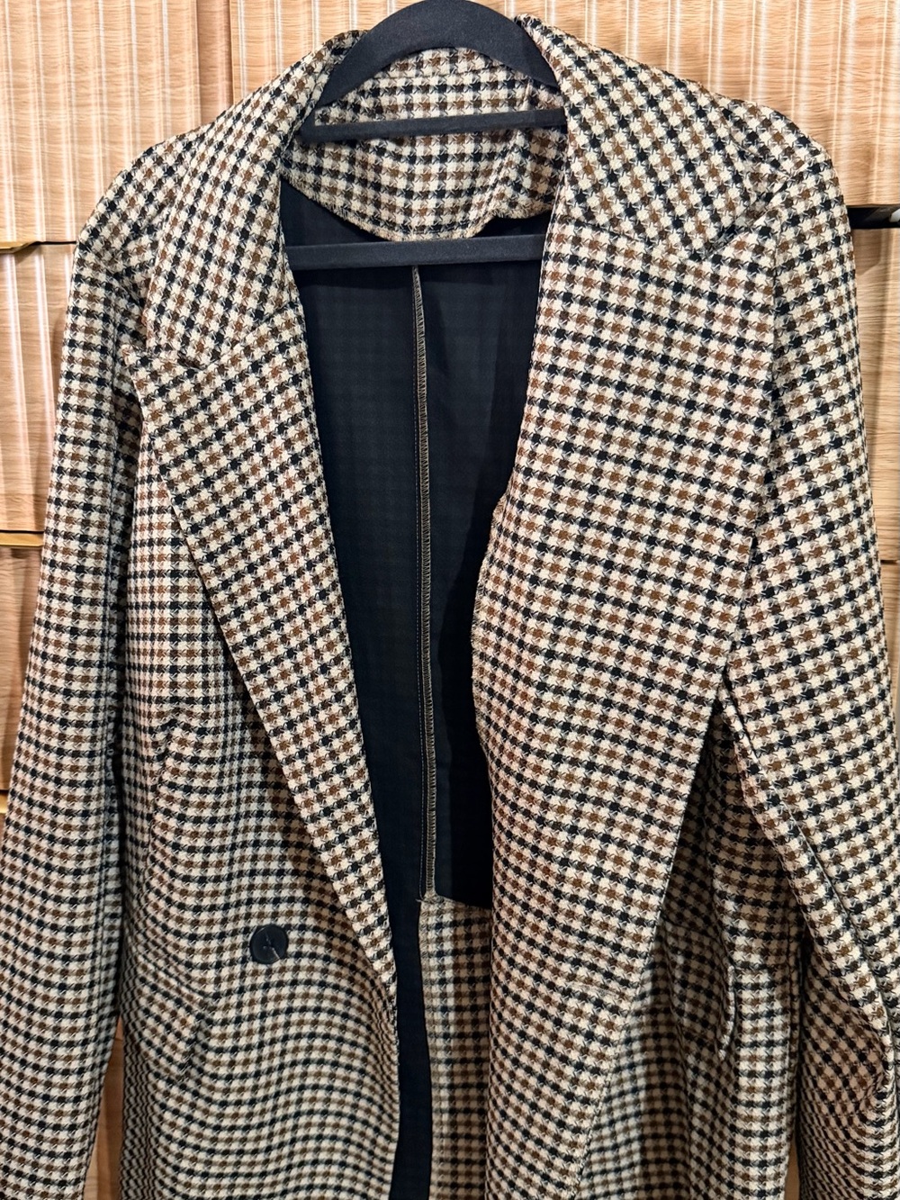 SHEIN Checked Blazer in Brown and Black